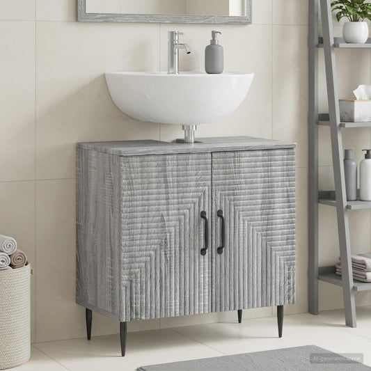 Bathroom Sink Cabinet HAARLEM Grey Sonoma 59.5 x 31.5x 59 cm
