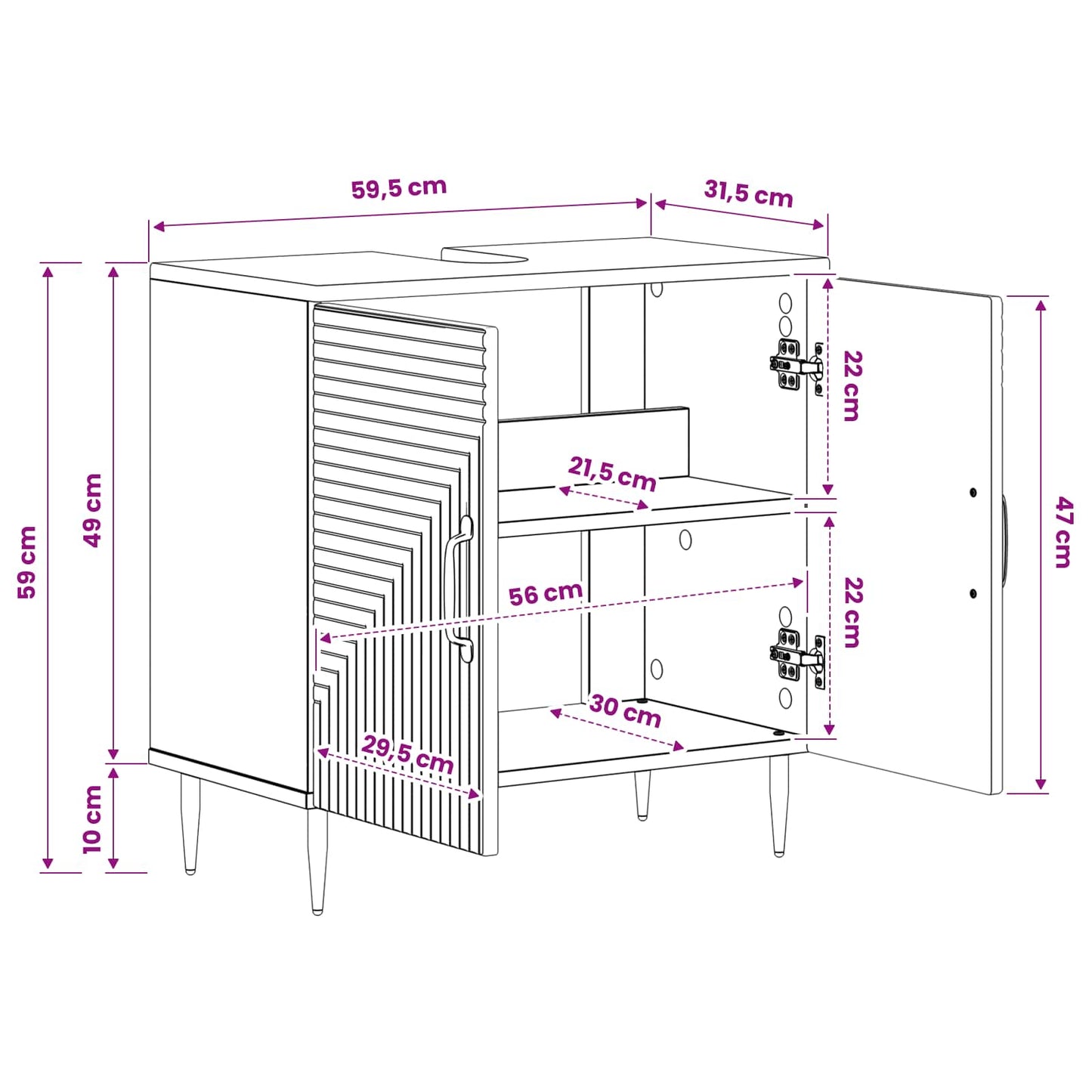 Bathroom Sink Cabinet HAARLEM Grey Sonoma 59.5 x 31.5x 59 cm