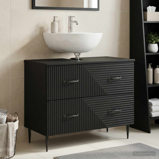 Bathroom Sink Cabinet HAARLEM Black 82 x 41x 58.5 cm