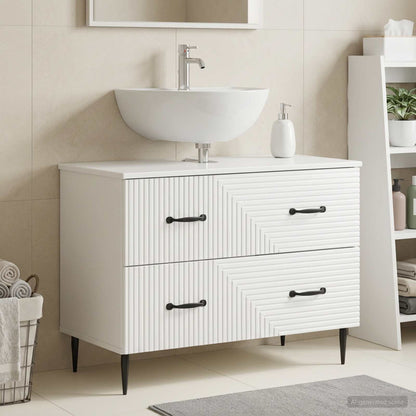 Bathroom Sink Cabinet HAARLEM High Gloss White 82 x 41x 58.5 cm