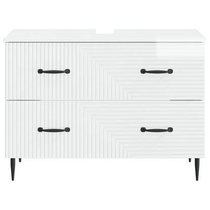 Bathroom Sink Cabinet HAARLEM High Gloss White 82 x 41x 58.5 cm