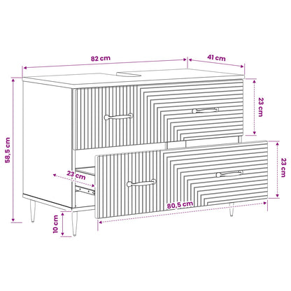 Bathroom Sink Cabinet HAARLEM High Gloss White 82 x 41x 58.5 cm