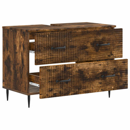 Bathroom Sink Cabinet HAARLEM Smoked Oak 82 x 41x 58.5 cm