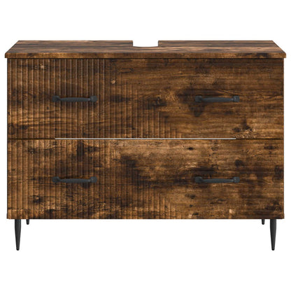 Bathroom Sink Cabinet HAARLEM Smoked Oak 82 x 41x 58.5 cm