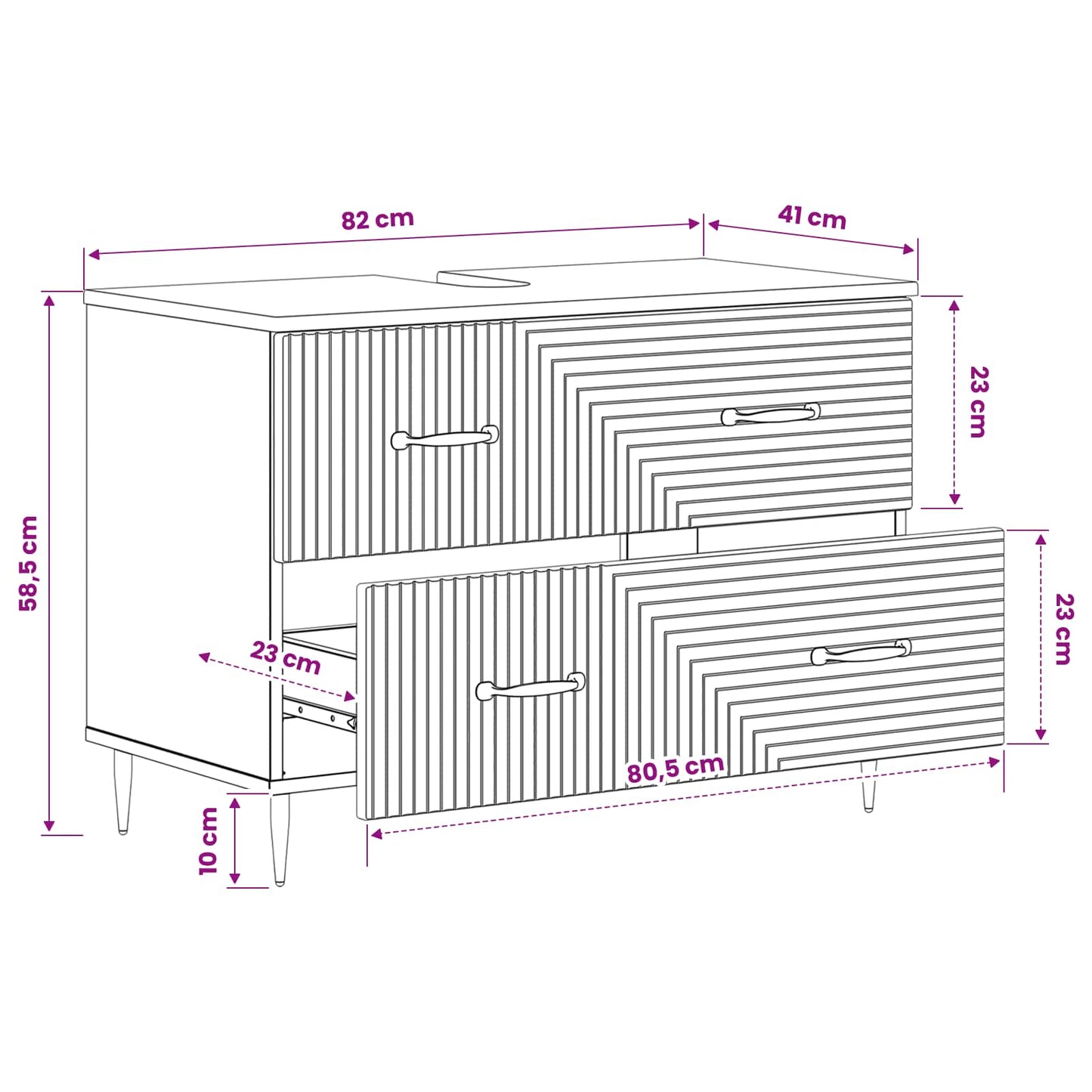 Bathroom Sink Cabinet HAARLEM Grey Sonoma 82 x 41x 58.5 cm