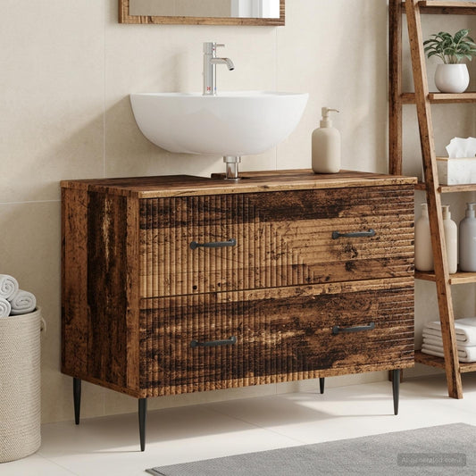 Bathroom Sink Cabinet HAARLEM Old Wood 82 x 41x 58.5 cm