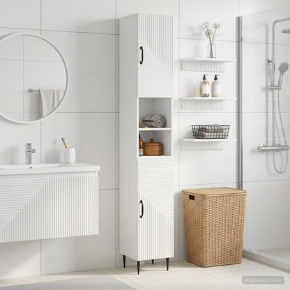 Bathroom Cabinet with Open Shelf HAARLEM White 30 x 31 x 190 cm