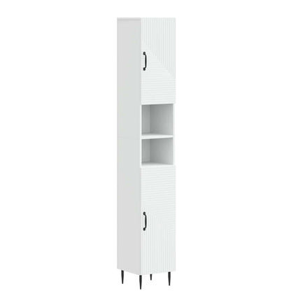 Bathroom Cabinet with Open Shelf HAARLEM White 30 x 31 x 190 cm