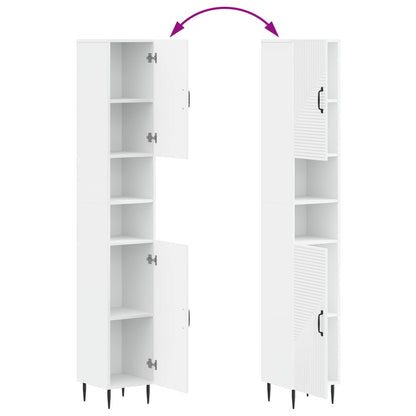 Bathroom Cabinet with Open Shelf HAARLEM White 30 x 31 x 190 cm