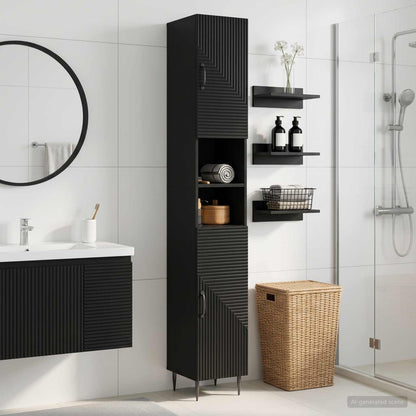 Bathroom Cabinet with Open Shelf HAARLEM Black 30 x 31 x 190 cm