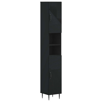 Bathroom Cabinet with Open Shelf HAARLEM Black 30 x 31 x 190 cm