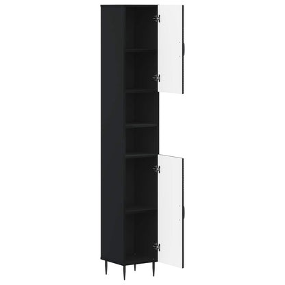 Bathroom Cabinet with Open Shelf HAARLEM Black 30 x 31 x 190 cm