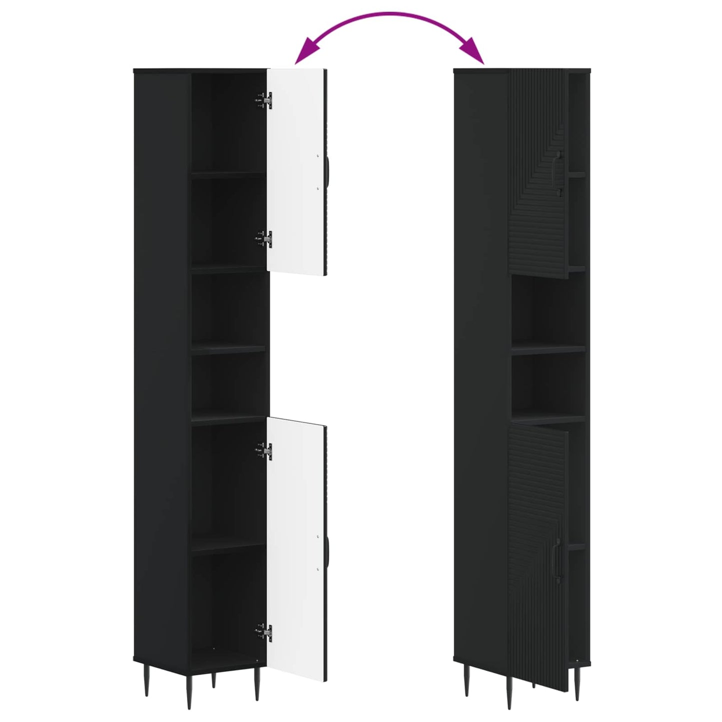 Bathroom Cabinet with Open Shelf HAARLEM Black 30 x 31 x 190 cm