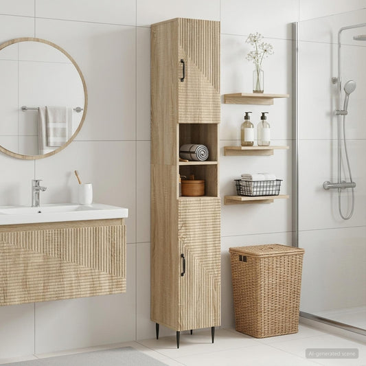 Bathroom Cabinet with Open Shelf HAARLEM Sonoma Oak