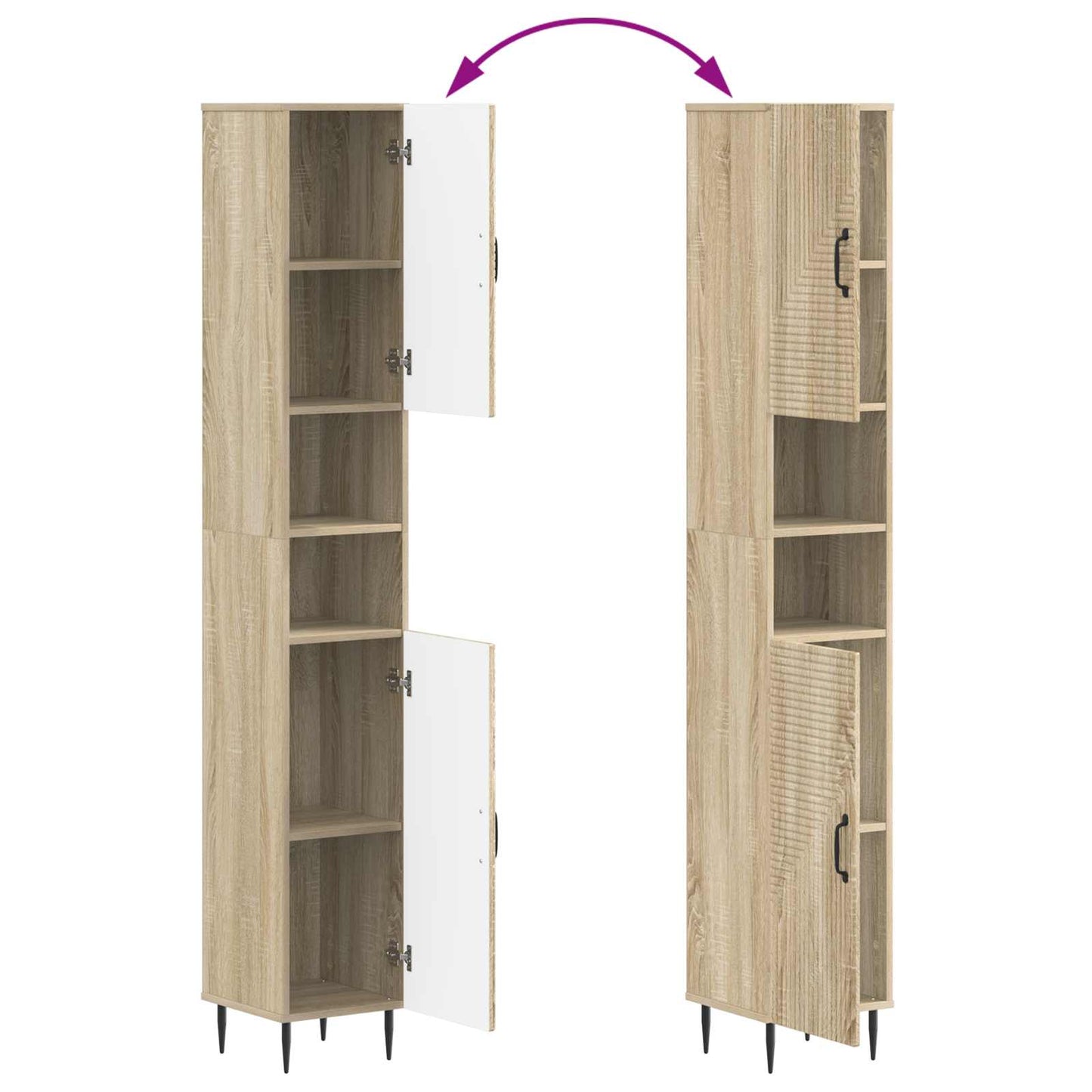 Bathroom Cabinet with Open Shelf HAARLEM Sonoma Oak