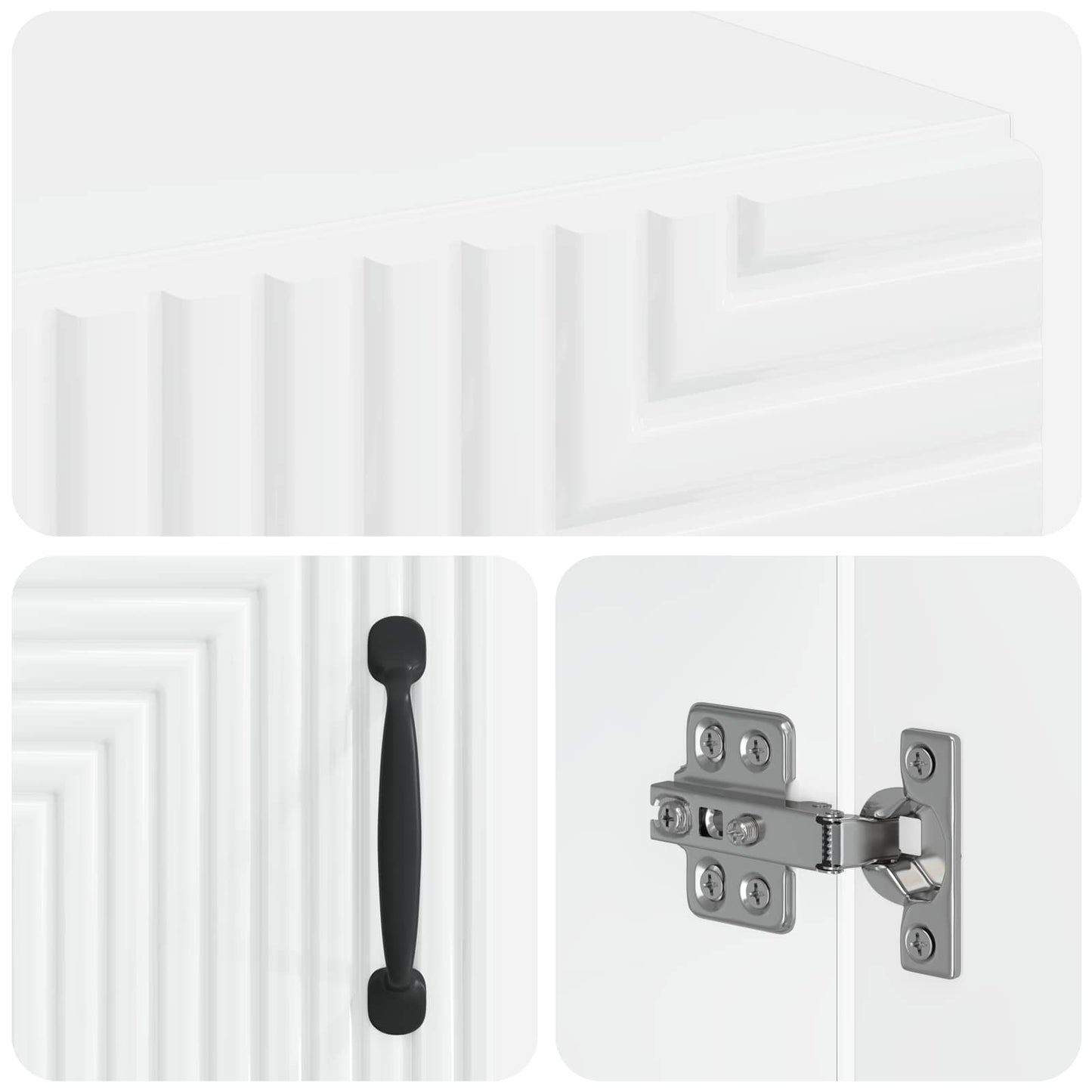 Bathroom Cabinet with Open Shelf HAARLEM High Gloss White