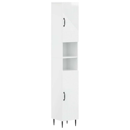 Bathroom Cabinet with Open Shelf HAARLEM High Gloss White