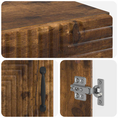 Bathroom Cabinet with Open Shelf HAARLEM Smoked Oak