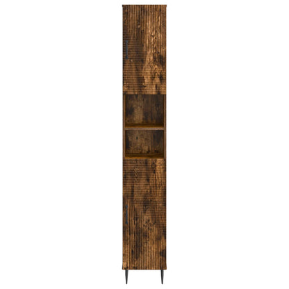 Bathroom Cabinet with Open Shelf HAARLEM Smoked Oak