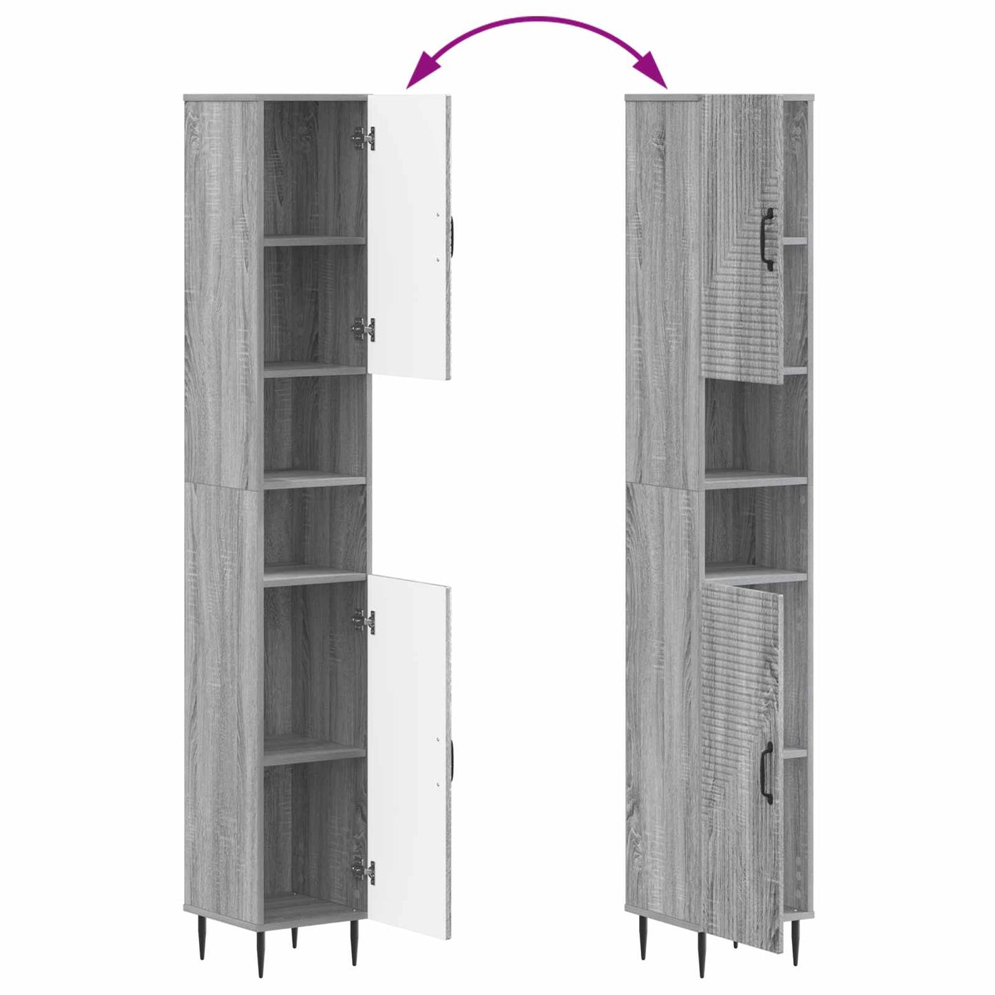 Bathroom Cabinet with Open Shelf HAARLEM Grey Sonoma