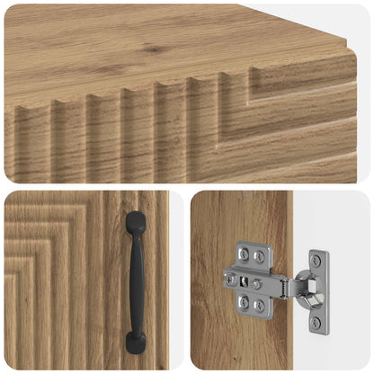 Bathroom Cabinet with Open Shelf HAARLEM Artisan Oak