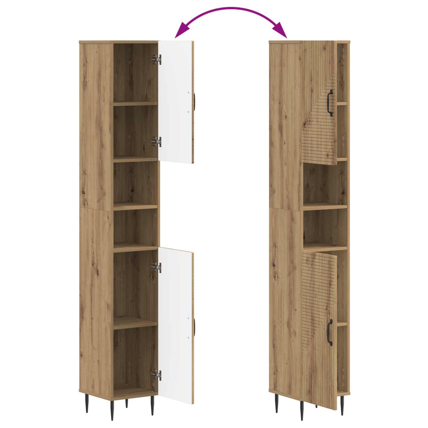 Bathroom Cabinet with Open Shelf HAARLEM Artisan Oak