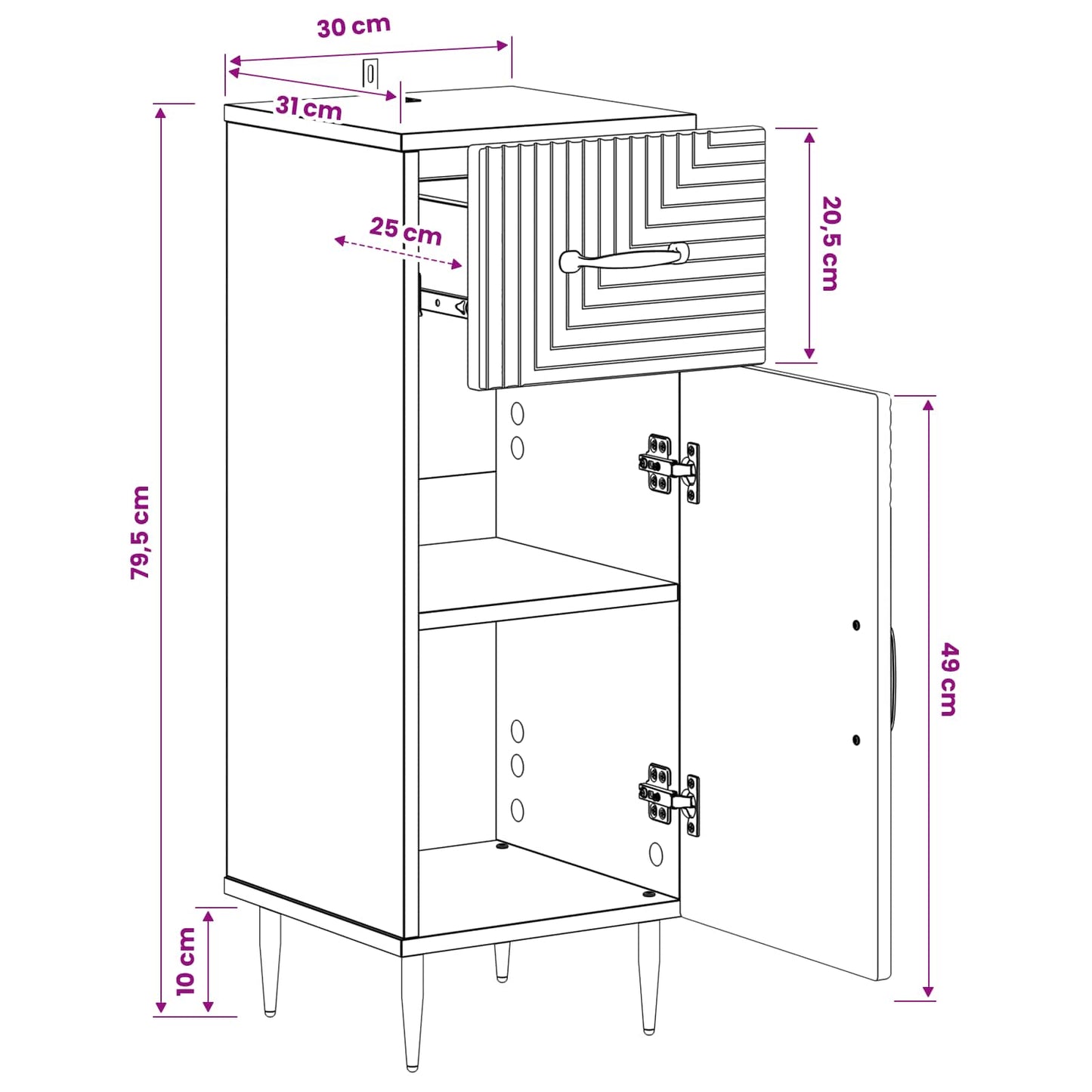 Bathroom Storage Cainet HAARLEM Sonoma Oak 30 x 31 x 80 cm