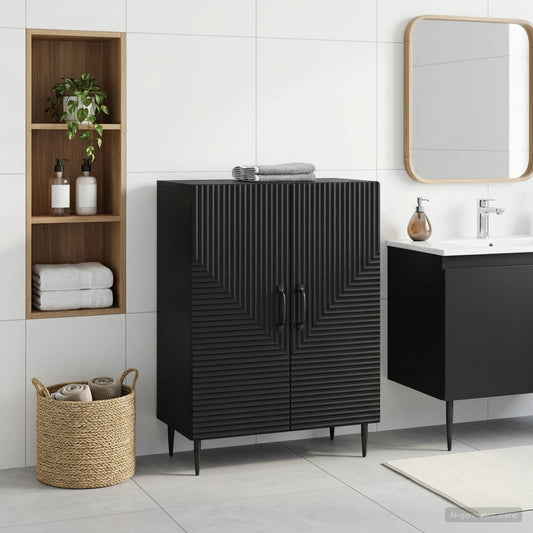 Bathroom Storage Cainet HAARLEM Black 59.5 x 31 x 80 cm