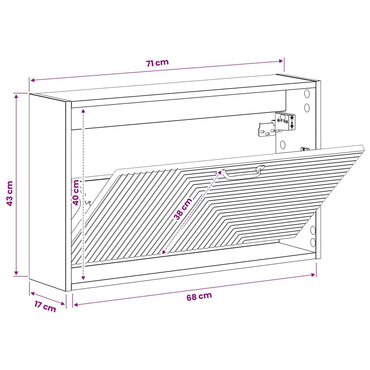 Wall-Mounted Shoe Cabinet HAARLEM 71 x 17 x 43 cm Old Wood