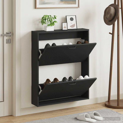 Wall-Mounted Shoe Cabinet HAARLEM 71 x 17 x 86 cm Black