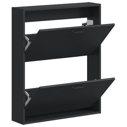 Wall-Mounted Shoe Cabinet HAARLEM 71 x 17 x 86 cm Black