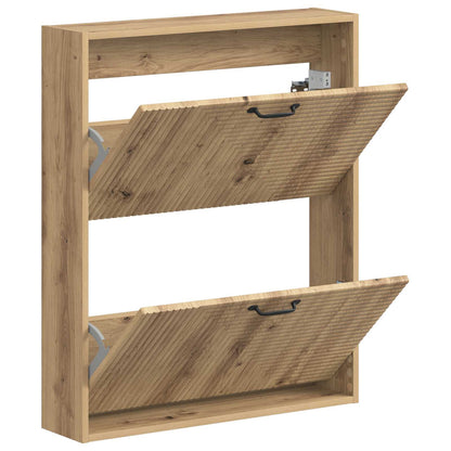 Wall-Mounted Shoe Cabinet HAARLEM 71 x 17 x 86 cm Artisan Oak