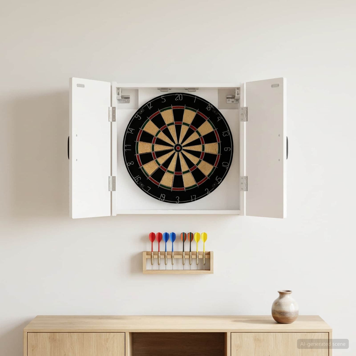 Dartboard Cabinet HOORN High Gloss White 52.5 x 10.5 x 53.5 cm