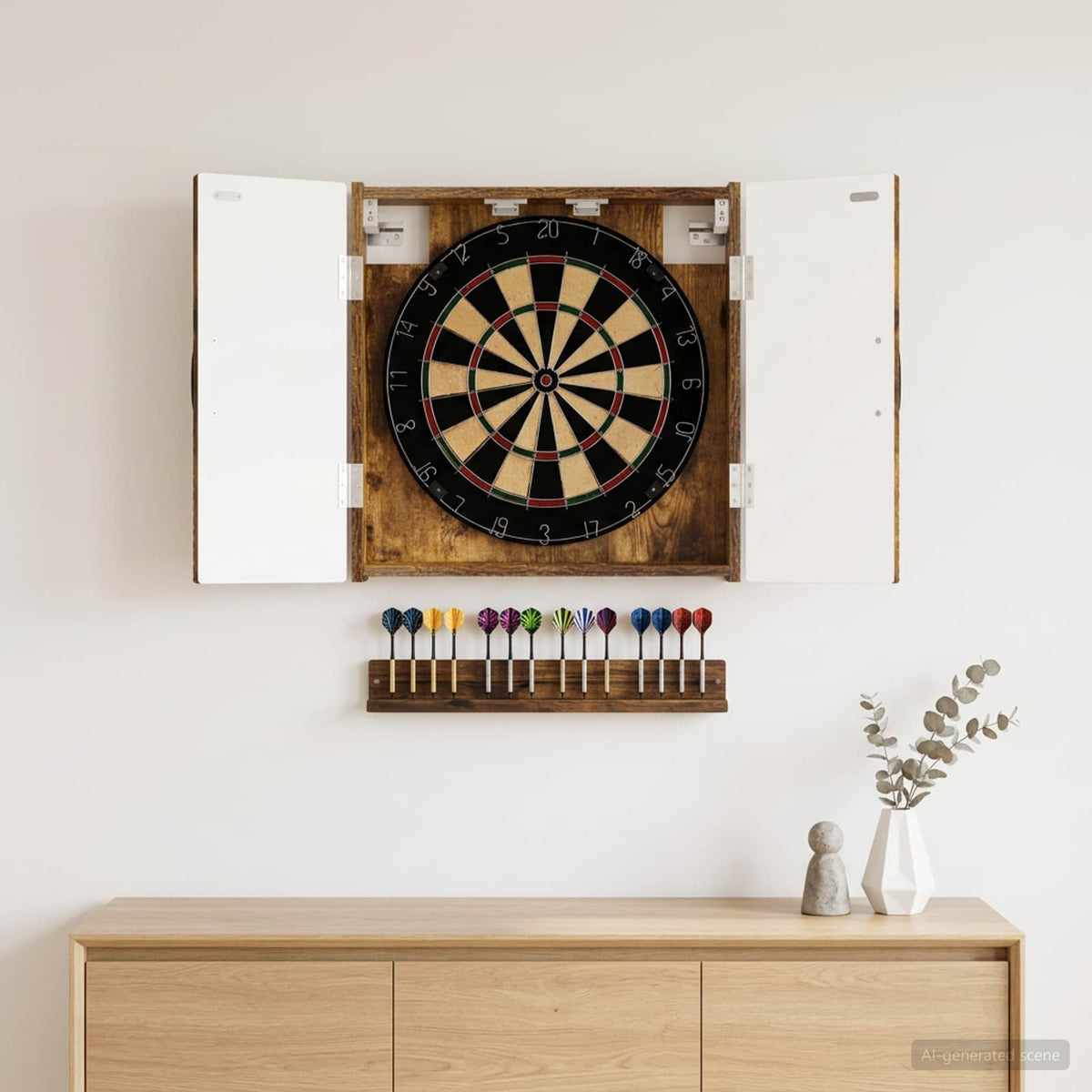 Dartboard Cabinet HAARLEM Smoked Oak 52.5 x 10.5 x 53.5 cm