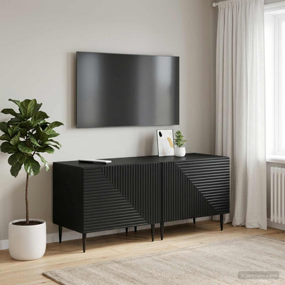 TV Cabinet Black Engineered Wood