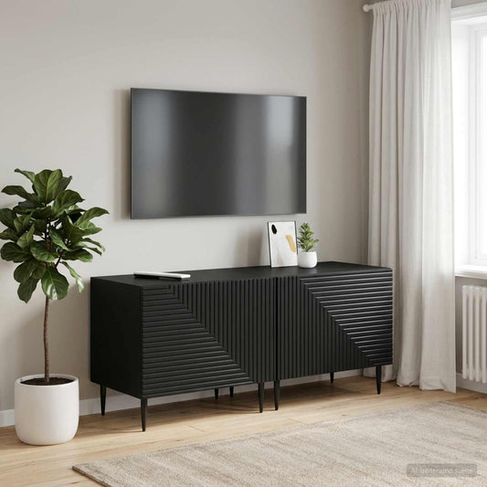 TV Cabinet Black Engineered Wood