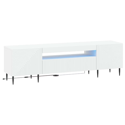 LED TV Cabinet HAARLEM 153 x 35 x 43 cm White Engineered Wood