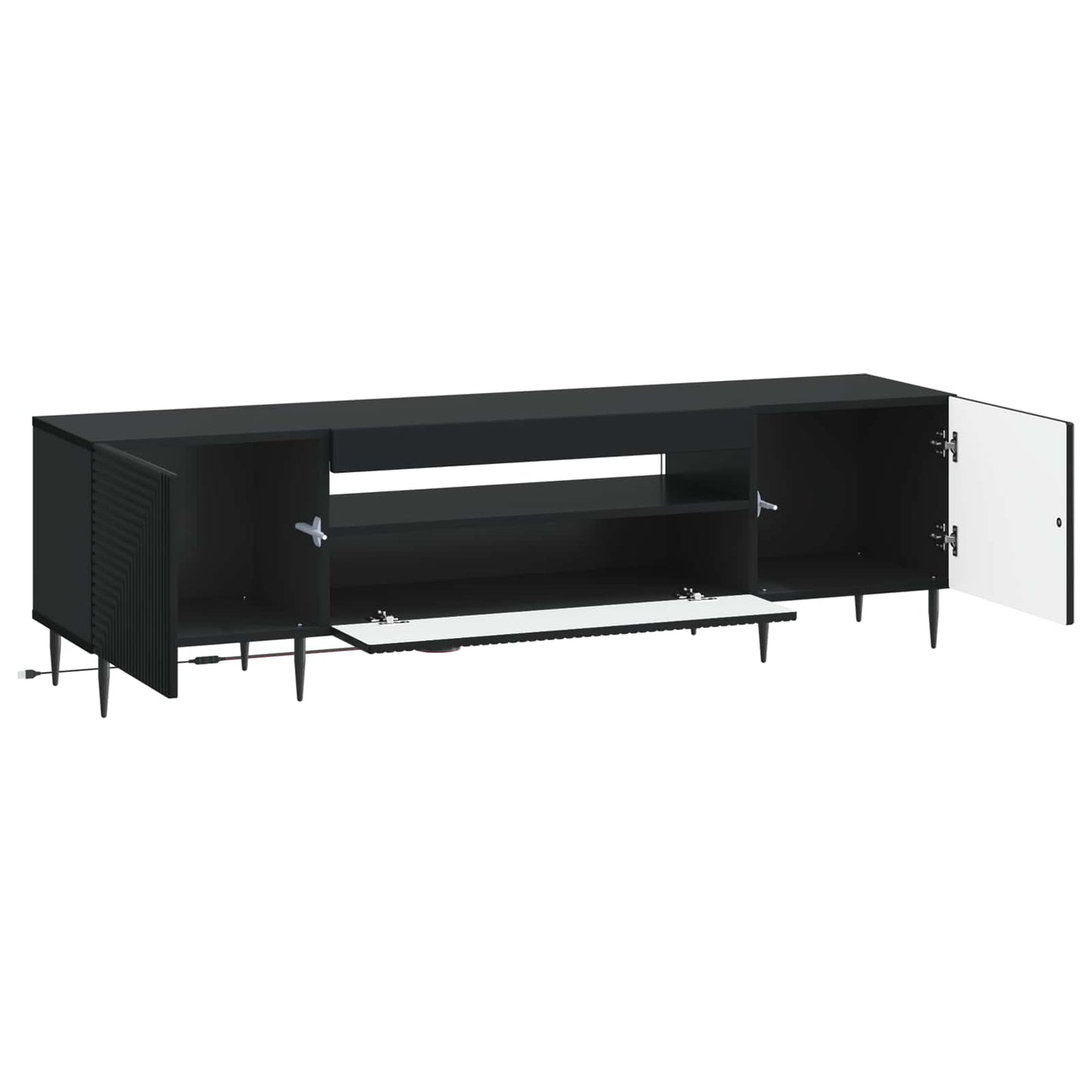 LED TV Cabinet Black Engineered Wood