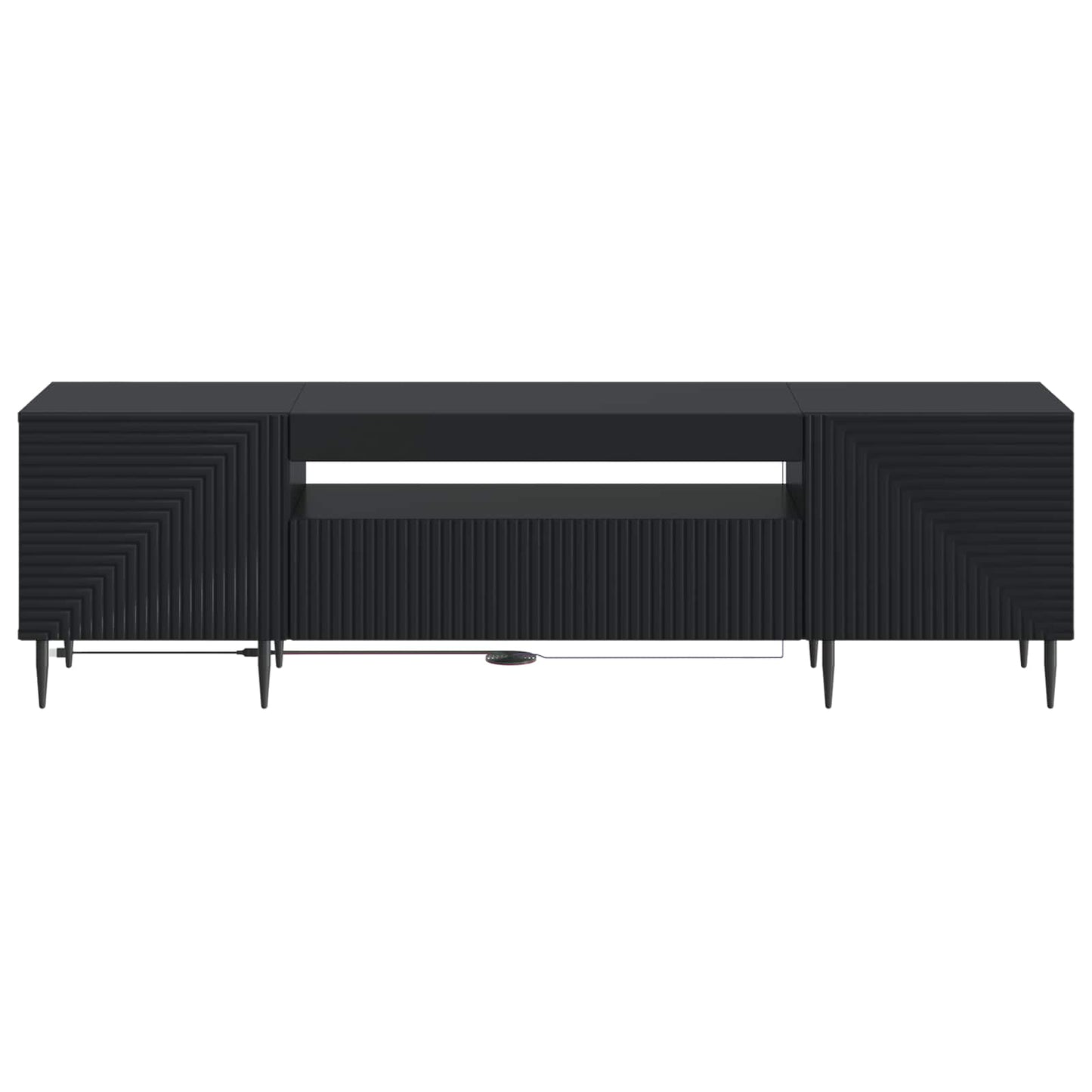 LED TV Cabinet Black Engineered Wood