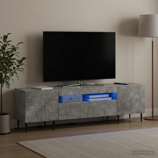 LED TV Cabinet HAARLEM 153 x 35 x 43 cm Concrete Grey