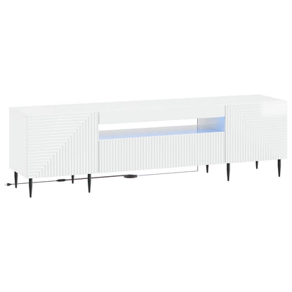 LED TV Cabinet High Gloss White Engineered Wood