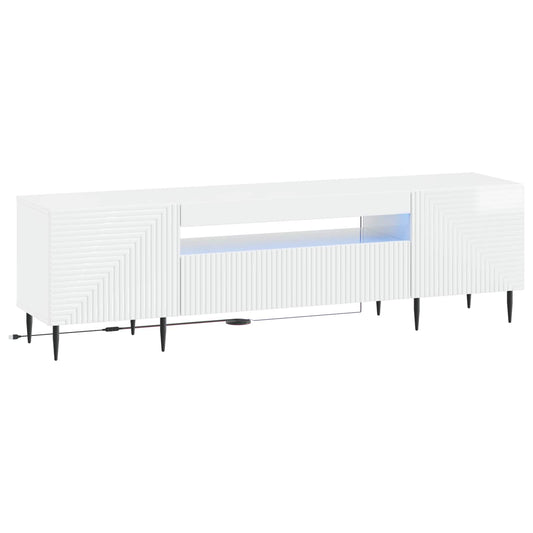 LED TV Cabinet HAARLEM 153 x 35 x 43 cm High Gloss White