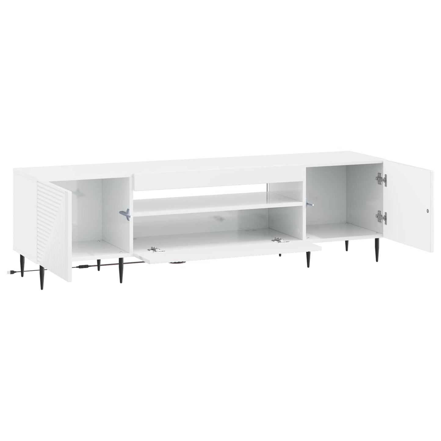 LED TV Cabinet High Gloss White Engineered Wood