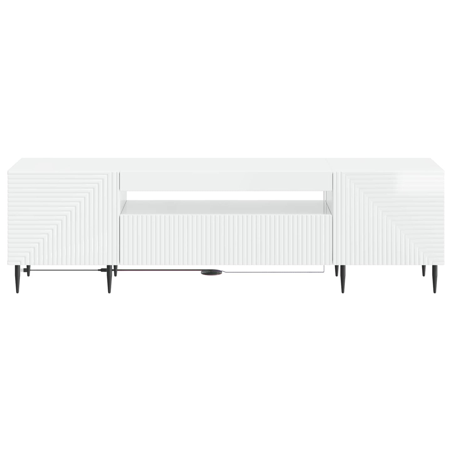 LED TV Cabinet High Gloss White Engineered Wood