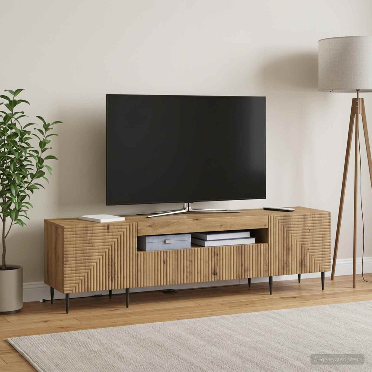 LED TV Cabinet Artisan Oak Engineered Wood