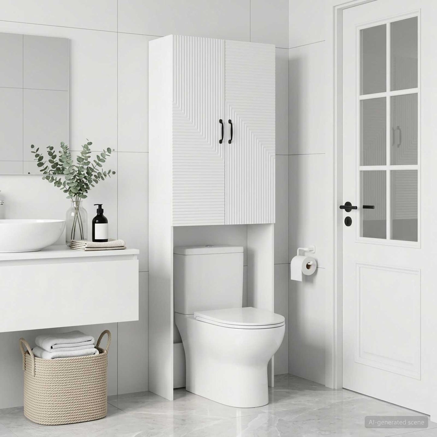 Toilet Cabinet HAARLEM White 66 x 25.5 x 190 cm Engineered Wood