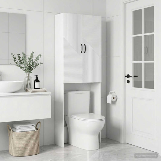 Toilet Cabinet HAARLEM White 66 x 25.5 x 190 cm Engineered Wood