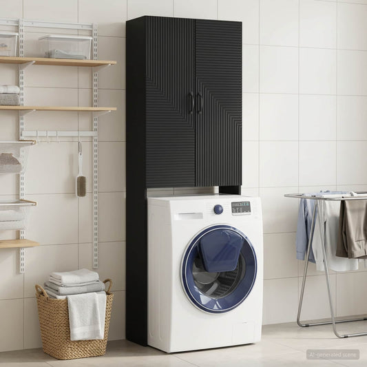 Toilet Cabinet HAARLEM Black 66 x 25.5 x 190 cm Engineered Wood