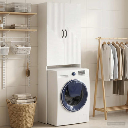 Toilet Cabinet HAARLEM High Gloss White 66 x 25.5 x 190 cm