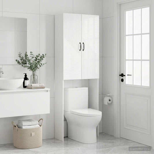 Toilet Cabinet HAARLEM High Gloss White 66 x 25.5 x 190 cm